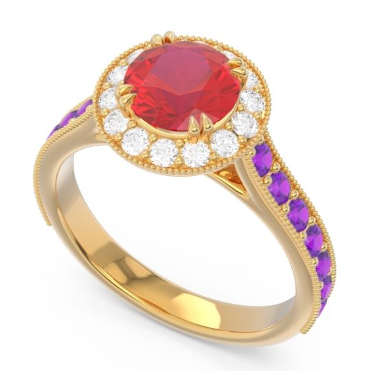 Halo Pave Milgrain Himsira Ring