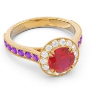 Halo Pave Milgrain Himsira Ring