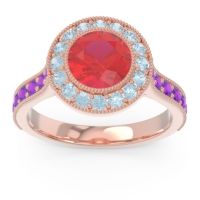 Halo Milgrain Pave Vedi Ring