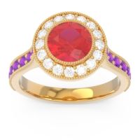 Halo Milgrain Pave Vedi Ring