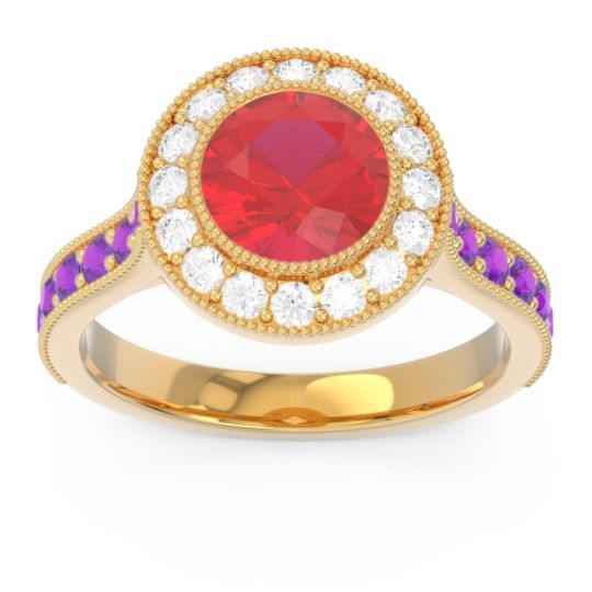 Halo Milgrain Pave Vedi Ring
