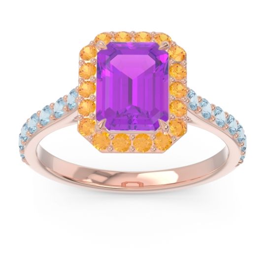 Halo Pave Emerald Cut Maragata Ring