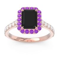 Halo Pave Emerald Cut Maragata Ring
