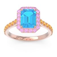 Halo Pave Emerald Cut Maragata Ring