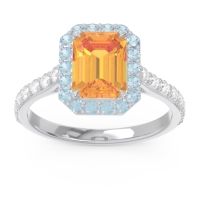 Halo Pave Emerald Cut Maragata Ring