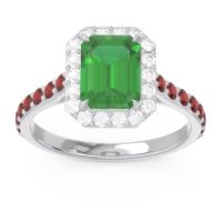 Emerald Ring In Palladium With Diamond And Garnet Maragata Emerald Halo Ring