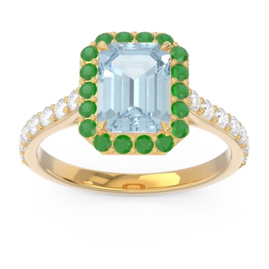 Halo Pave Emerald Cut Maragata Ring