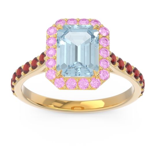 Halo Pave Emerald Cut Maragata Ring