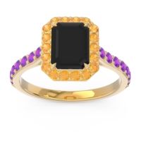Halo Pave Emerald Cut Maragata Ring