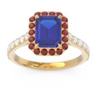 Halo Pave Emerald Cut Maragata Ring