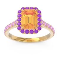 Halo Pave Emerald Cut Maragata Ring