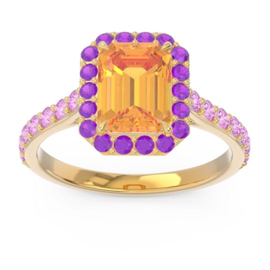 Halo Pave Emerald Cut Maragata Ring