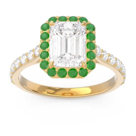 Halo Pave Emerald Cut Maragata Ring