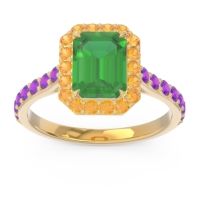 Halo Pave Emerald Cut Maragata Ring