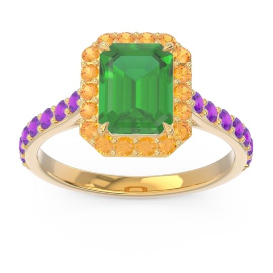 Halo Pave Emerald Cut Maragata Ring