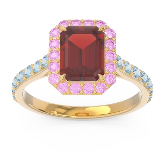 Halo Pave Emerald Cut Maragata Ring