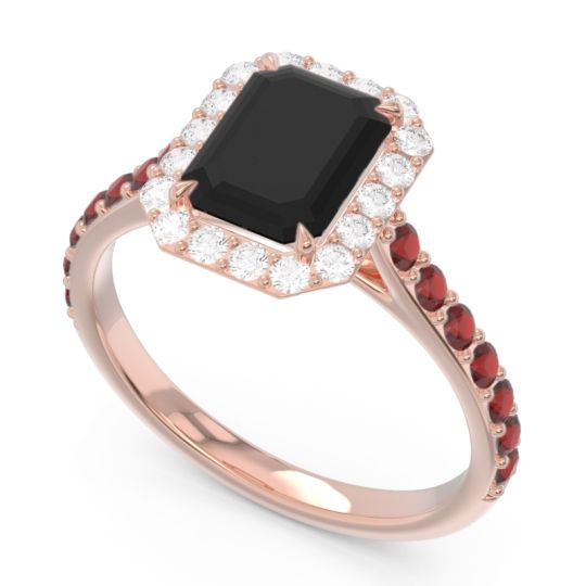 Halo Pave Emerald Cut Maragata Ring