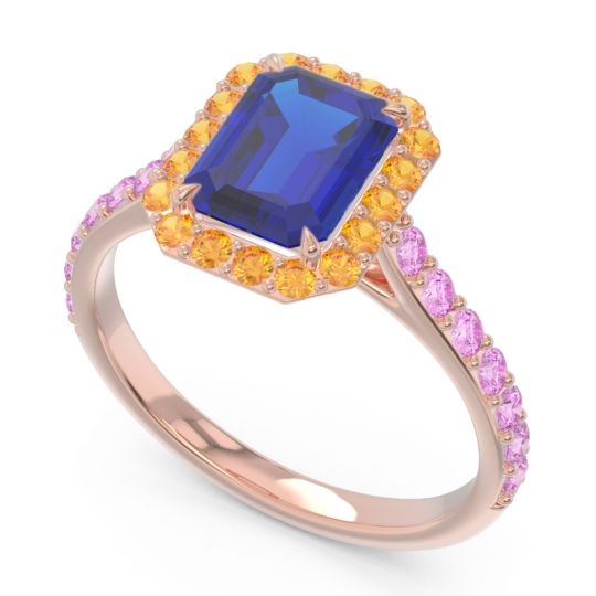 Halo Pave Emerald Cut Maragata Ring