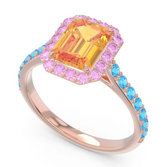 Halo Pave Emerald Cut Maragata Ring