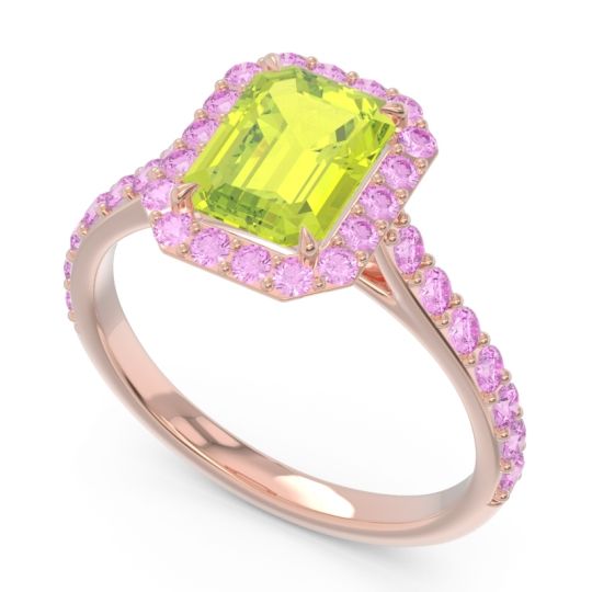 Halo Pave Emerald Cut Maragata Ring