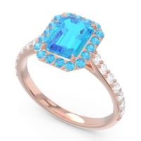 Halo Pave Emerald Cut Maragata Ring
