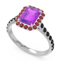 Halo Pave Emerald Cut Maragata Ring