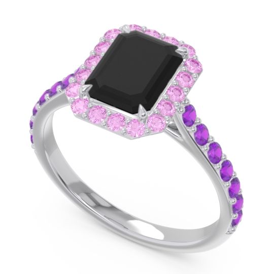 Halo Pave Emerald Cut Maragata Ring