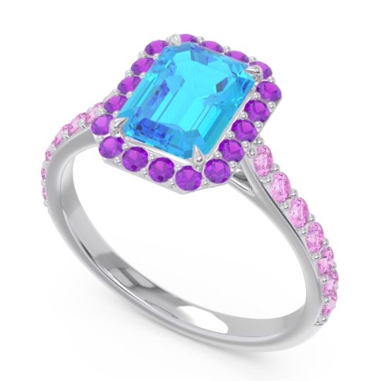 Halo Pave Emerald Cut Maragata Ring