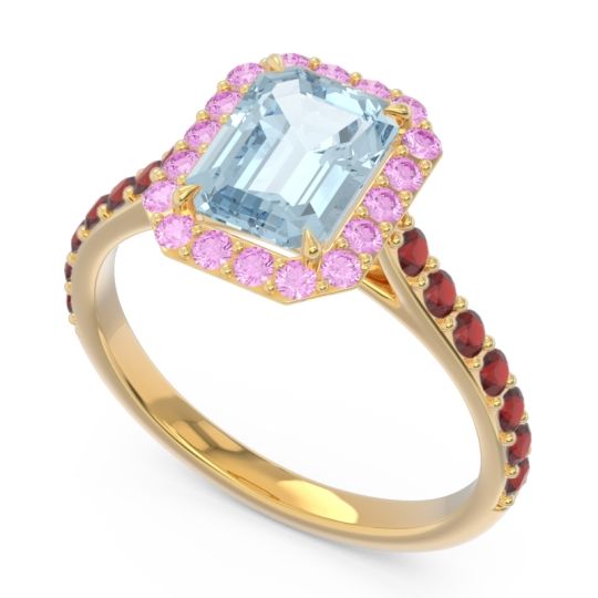 Halo Pave Emerald Cut Maragata Ring