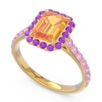 Halo Pave Emerald Cut Maragata Ring