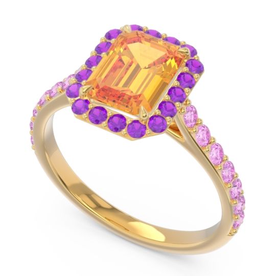 Halo Pave Emerald Cut Maragata Ring