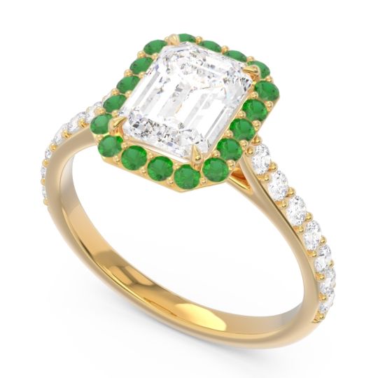 Halo Pave Emerald Cut Maragata Ring