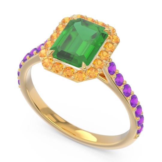 Halo Pave Emerald Cut Maragata Ring