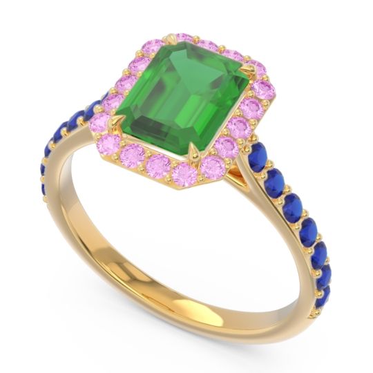Halo Pave Emerald Cut Maragata Ring