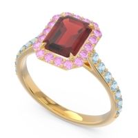 Halo Pave Emerald Cut Maragata Ring