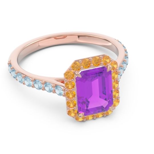 Halo Pave Emerald Cut Maragata Ring