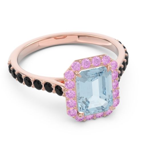 Halo Pave Emerald Cut Maragata Ring