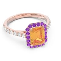 Halo Pave Emerald Cut Maragata Ring