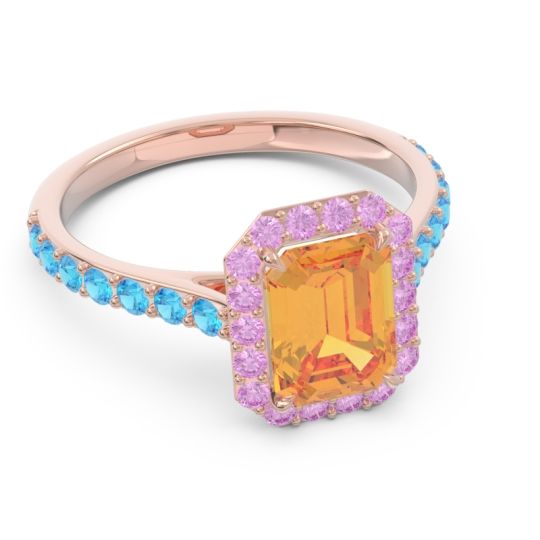 Halo Pave Emerald Cut Maragata Ring