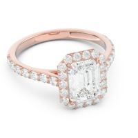 Halo Pave Emerald Cut Maragata Ring