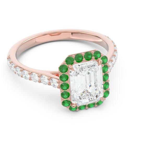 Halo Pave Emerald Cut Maragata Ring