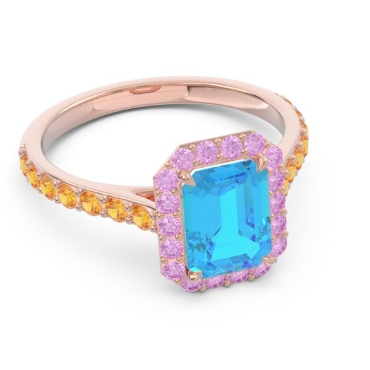 Halo Pave Emerald Cut Maragata Ring