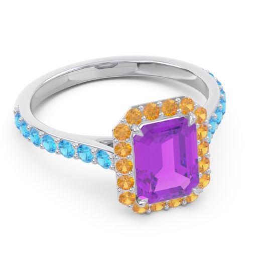 Halo Pave Emerald Cut Maragata Ring