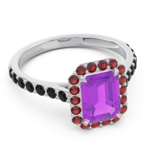 Halo Pave Emerald Cut Maragata Ring