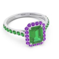 Halo Pave Emerald Cut Maragata Ring
