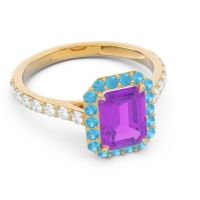 Halo Pave Emerald Cut Maragata Ring