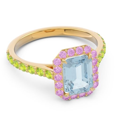 Halo Pave Emerald Cut Maragata Ring