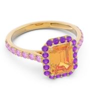 Halo Pave Emerald Cut Maragata Ring
