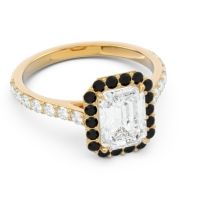 Halo Pave Emerald Cut Maragata Ring