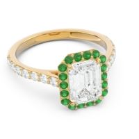 Halo Pave Emerald Cut Maragata Ring